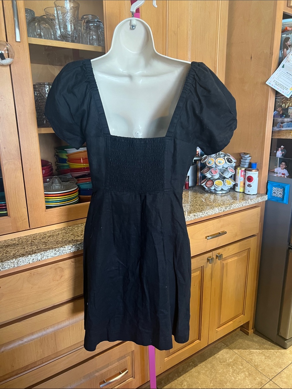 Madewell Black Button-Front Puff Sleeve Mini Dress - Picture 3 of 4